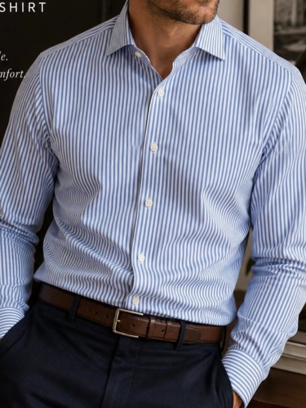 J Crew Slim fit Blue and White Stripe Dress Shirt